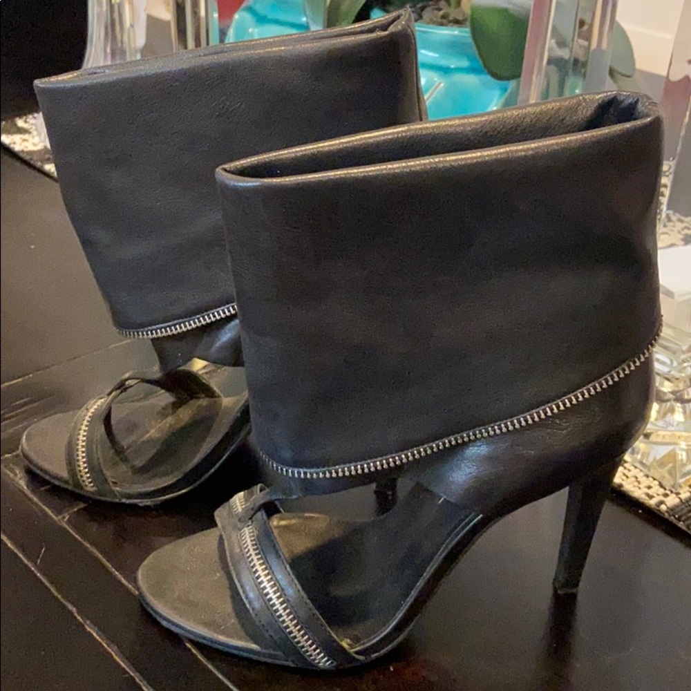 Black edgy sexy open toe stiletto.
